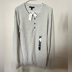 NWT Banana Republic Heather Gray Waffle Henley XL